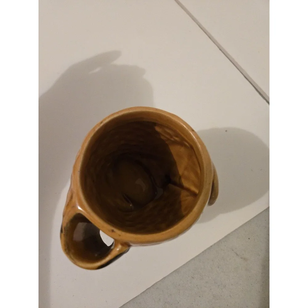 Vintage 70s Ceramic Brown Owl Coffee Canister Jar Retro Kitchen Decor Japan